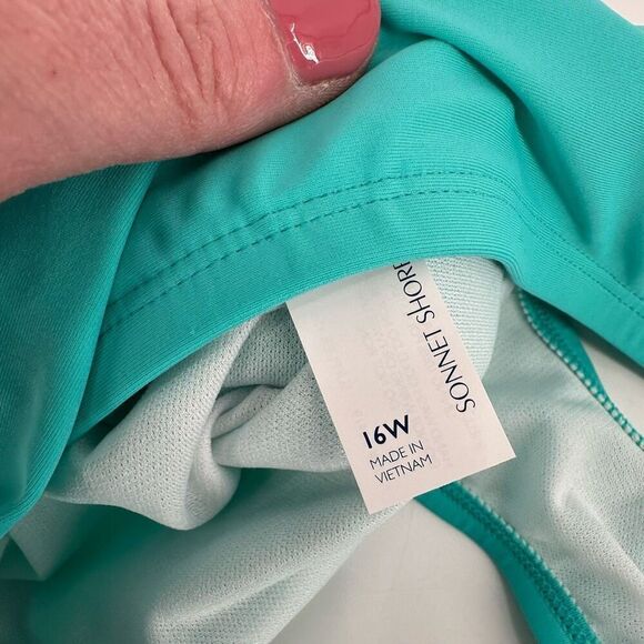 NWT Sonnet Shores Turquoise Tankini Size 16W XL Ruched Hi Waisted Bottoms - Picture 12 of 16